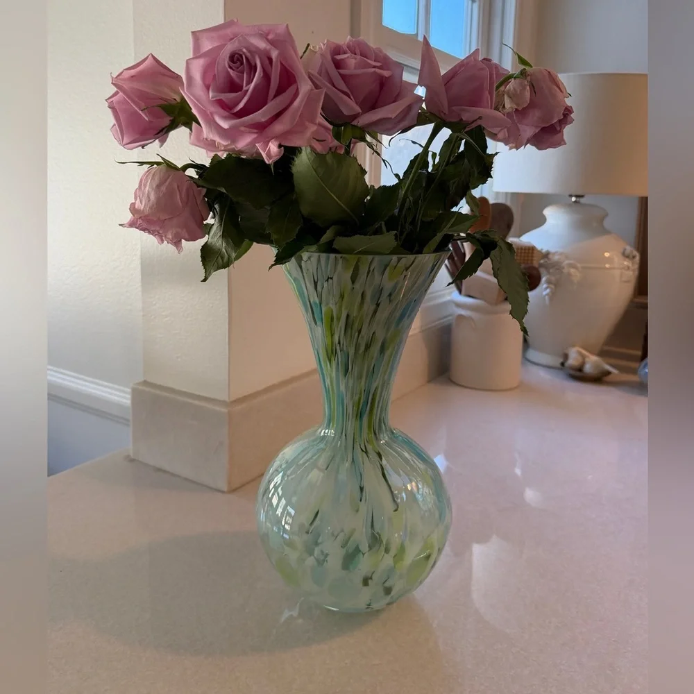 Elegant Vintage Hand Blown Glass Vase
